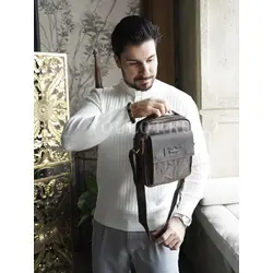 Сумка мужская через плечо кожаная Ryff Ryder коричневая