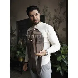 Сумка мужская через плечо кожаная Ryff Ryder коричневая