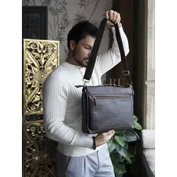 Сумка мужская через плечо Ruff Ryder A4 из натуральной кожи