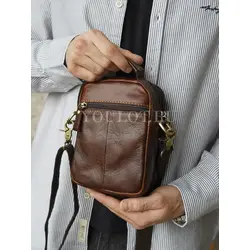 Сумка мужская маленькая Ruff Ryder кожаная на молнии