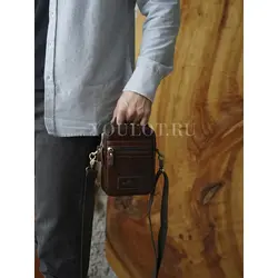 Сумка мужская маленькая Ruff Ryder кожаная на молнии