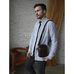 Сумка мужская маленькая Ruff Ryder кожаная на молнии