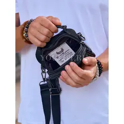 Сумка мужская через плечо Ruff Ryder маленькая кожаная