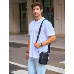 Сумка мужская через плечо Ruff Ryder маленькая кожаная