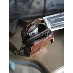 Сумка мужская через плечо Ruff Ryder из натуральной кожи маленькая коричневая