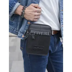 Сумка мужская через плечо, на пояс Ruff Ryder маленькая из натуральной кожи