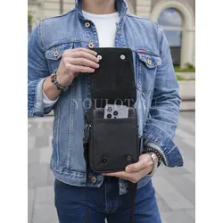 Сумка мужская через плечо, на пояс Ruff Ryder маленькая из натуральной кожи