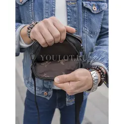 Сумка мужская через плечо, на пояс Ruff Ryder маленькая из натуральной кожи