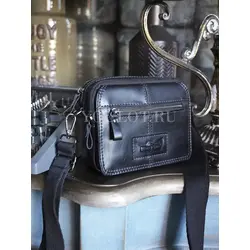 Сумка мужская через плечо, на пояс Ruff Ryder маленькая кожаная