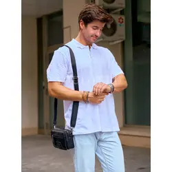 Сумка мужская через плечо, на пояс Ruff Ryder маленькая кожаная