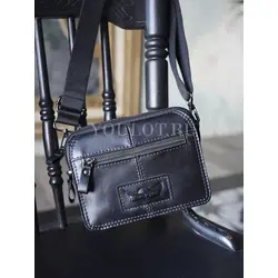 Сумка мужская через плечо, на пояс Ruff Ryder маленькая кожаная