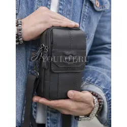 Сумка через плечо, на пояс Ruff Ryder маленькая из натуральной кожи