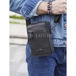 Сумка мужская через плечо, на пояс Ruff Ryder маленькая из натуральной кожи