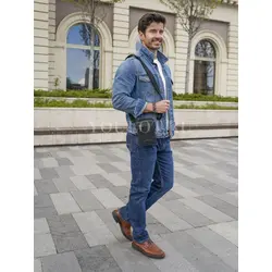 Сумка мужская через плечо, на пояс Ruff Ryder маленькая из натуральной кожи