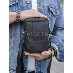 Сумка мужская через плечо, на пояс Ruff Ryder маленькая из натуральной кожи
