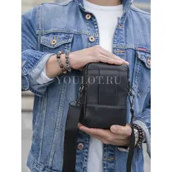 Сумка мужская через плечо, на пояс Ruff Ryder маленькая из натуральной кожи