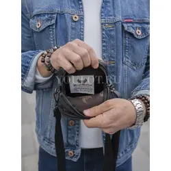 Сумка мужская через плечо, на пояс Ruff Ryder маленькая из натуральной кожи