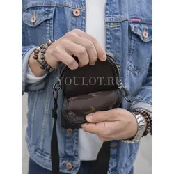 Сумка мужская через плечо, на пояс Ruff Ryder маленькая из натуральной кожи