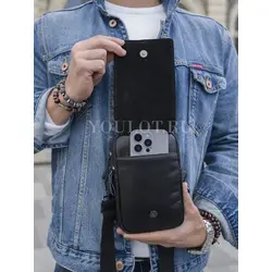 Сумка мужская через плечо, на пояс Ruff Ryder маленькая из натуральной кожи