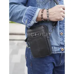 Сумка мужская через плечо, на пояс Ruff Ryder маленькая из натуральной кожи