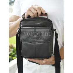 Сумка мужская через плечо кожаная Ruff Ryder с ручкой и ремнем