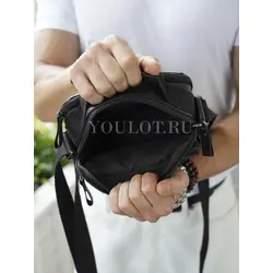 Сумка мужская через плечо кожаная Ruff Ryder с ручкой и ремнем