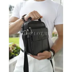 Сумка мужская через плечо кожаная Ruff Ryder с ручкой и ремнем