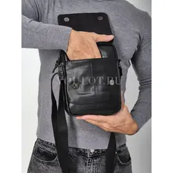 Сумка мужская через плечо кожаная Ruff Ryder с двумя отделениями