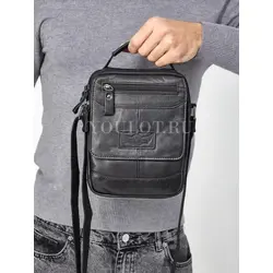 Сумка мужская через плечо кожаная Ruff Ryder с двумя отделениями