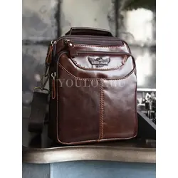 Сумка мужская через плечо Ryff Ryder, барсетка кожаная коричневая