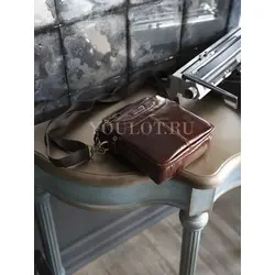 Сумка мужская через плечо Ryff Ryder, барсетка кожаная коричневая