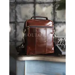 Сумка мужская через плечо Ryff Ryder, барсетка кожаная коричневая