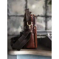 Сумка мужская через плечо Ryff Ryder, барсетка кожаная коричневая