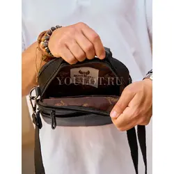 Сумка через плечо, барсетка из натуральной кожи Ryff Ryder черная