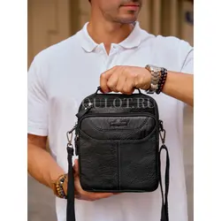 Сумка через плечо, барсетка из натуральной кожи Ryff Ryder черная