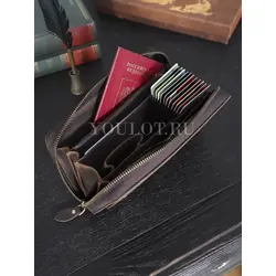 Клатч мужской Briefcase с одной молнией из натуральной кожи, кошелек - портмоне