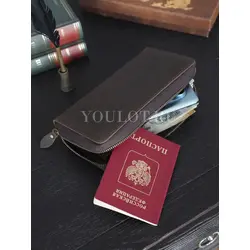 Клатч мужской Briefcase с одной молнией из натуральной кожи, кошелек - портмоне