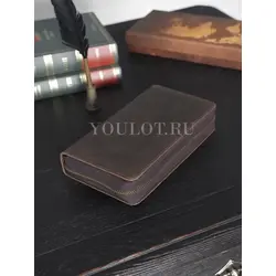 Клатч мужской Briefcase с одной молнией из натуральной кожи, кошелек - портмоне