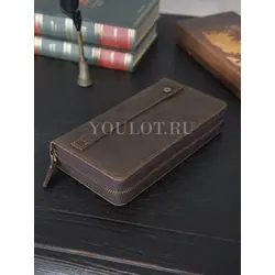 Клатч мужской Briefcase с одной молнией из натуральной кожи, кошелек - портмоне