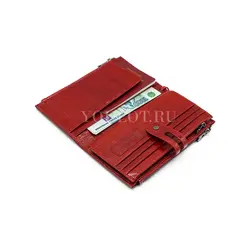 Кошелек женский Briefcase для денег и документов красный лак