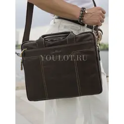 Кожаный портфель мужской Ruff Ryder с ремнем через плечо