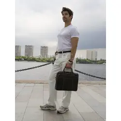 Кожаный портфель мужской Ruff Ryder с ремнем через плечо