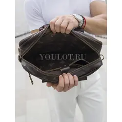 Кожаный портфель мужской Ruff Ryder с ремнем через плечо