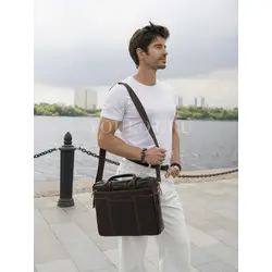 Кожаный портфель мужской Ruff Ryder с ремнем через плечо