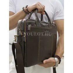 Кожаный портфель мужской Ruff Ryder с ремнем через плечо