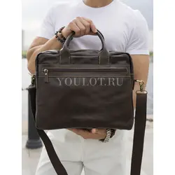 Кожаный портфель мужской Ruff Ryder с ремнем через плечо