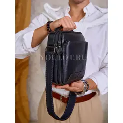 Сумка мужская через плечо из натуральной кожи комфорт Ruff Ryder