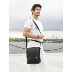 Мужская кожаная сумка Ryff Ryder через плечо крупная из натуральной кожи