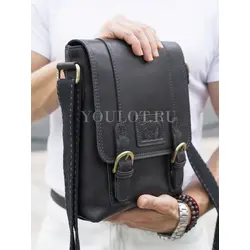 Мужская кожаная сумка Ryff Ryder через плечо крупная из натуральной кожи