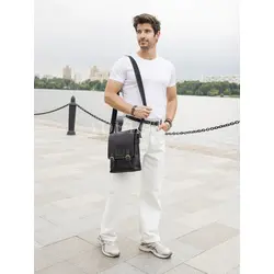 Мужская кожаная сумка Ryff Ryder через плечо крупная из натуральной кожи